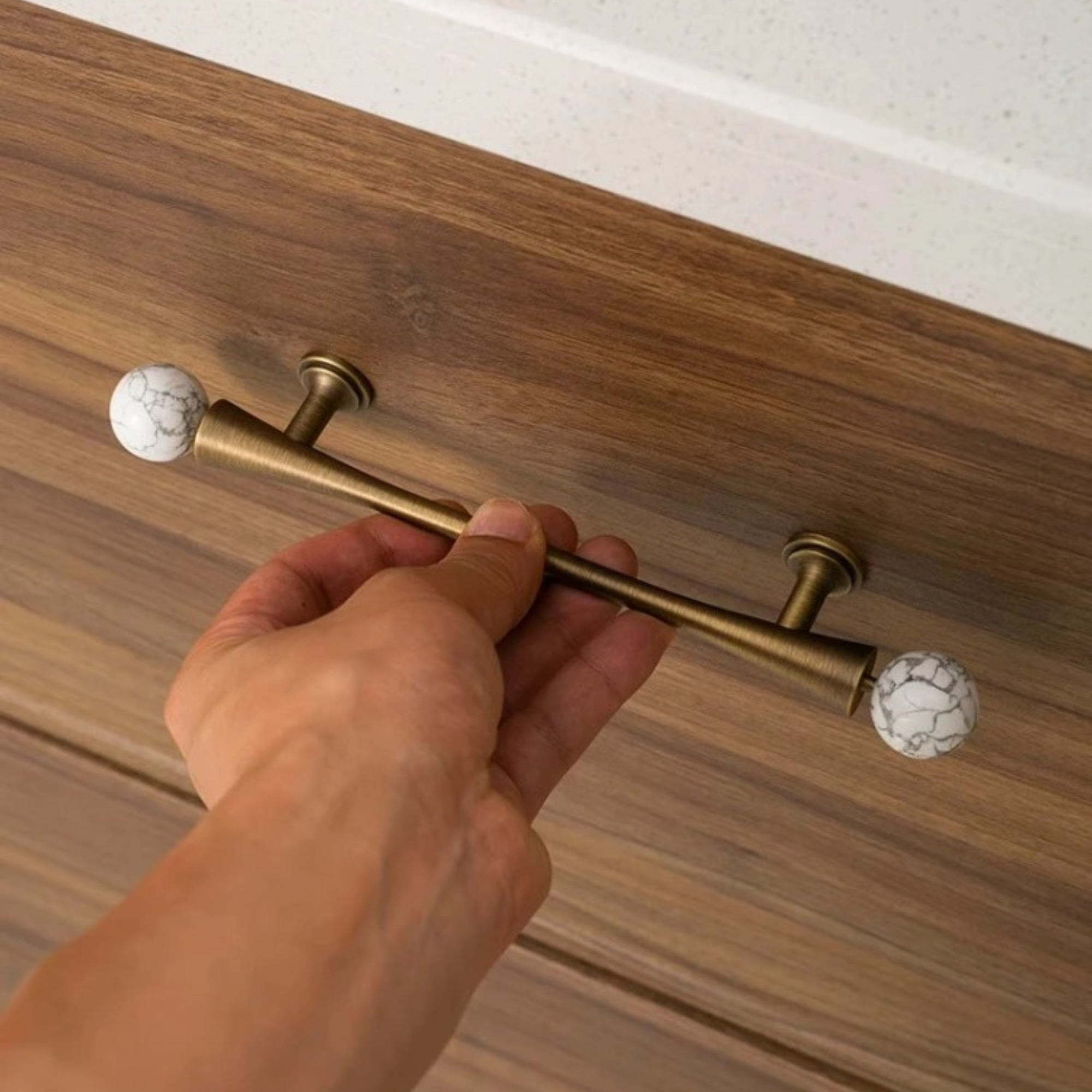 Antique Brass Scroll Pulls With Stone Ends | Auriola