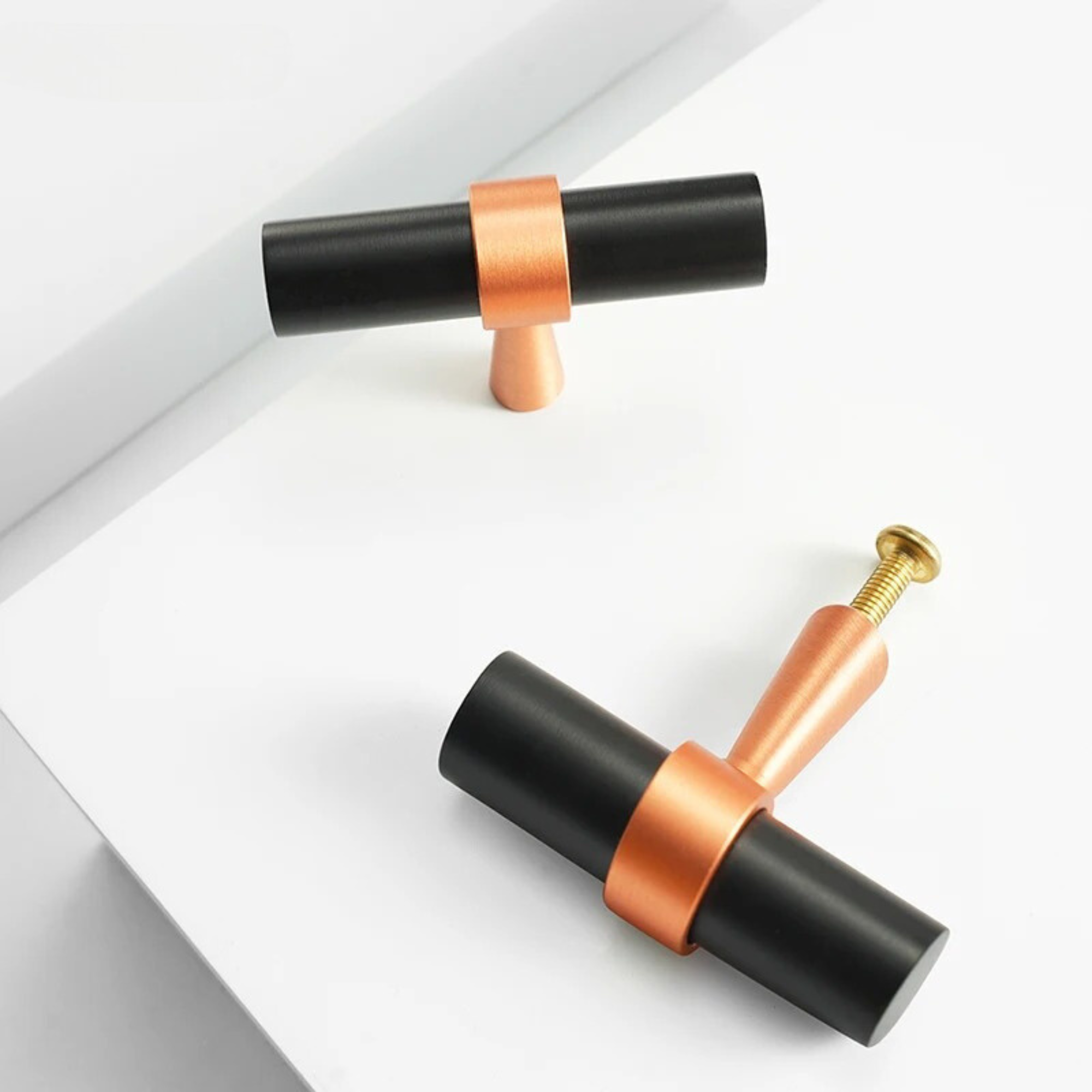 Black & Copper Pulls | Knurled or Smooth | Ater Aes