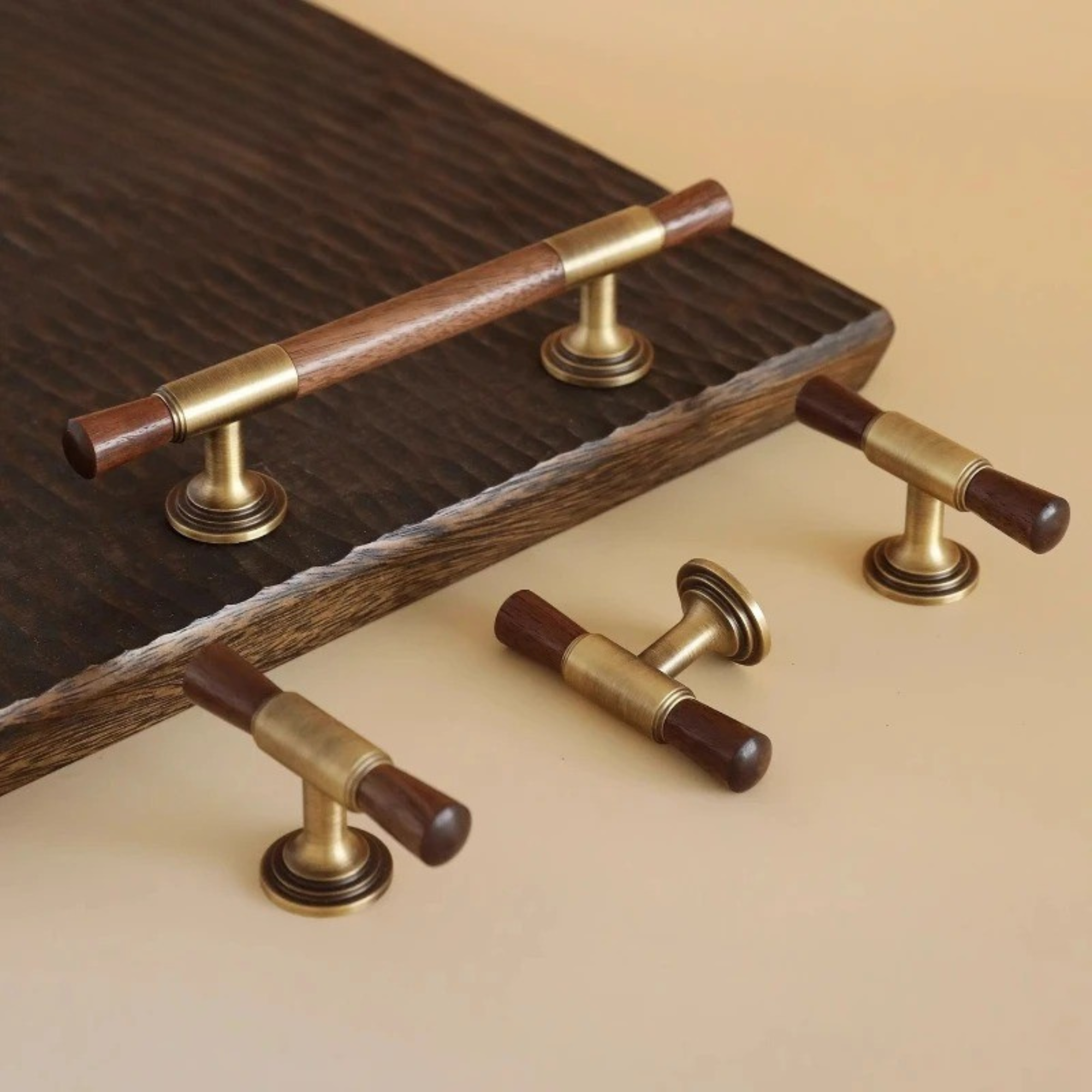Wood & Brass Pull Handles | Cornu