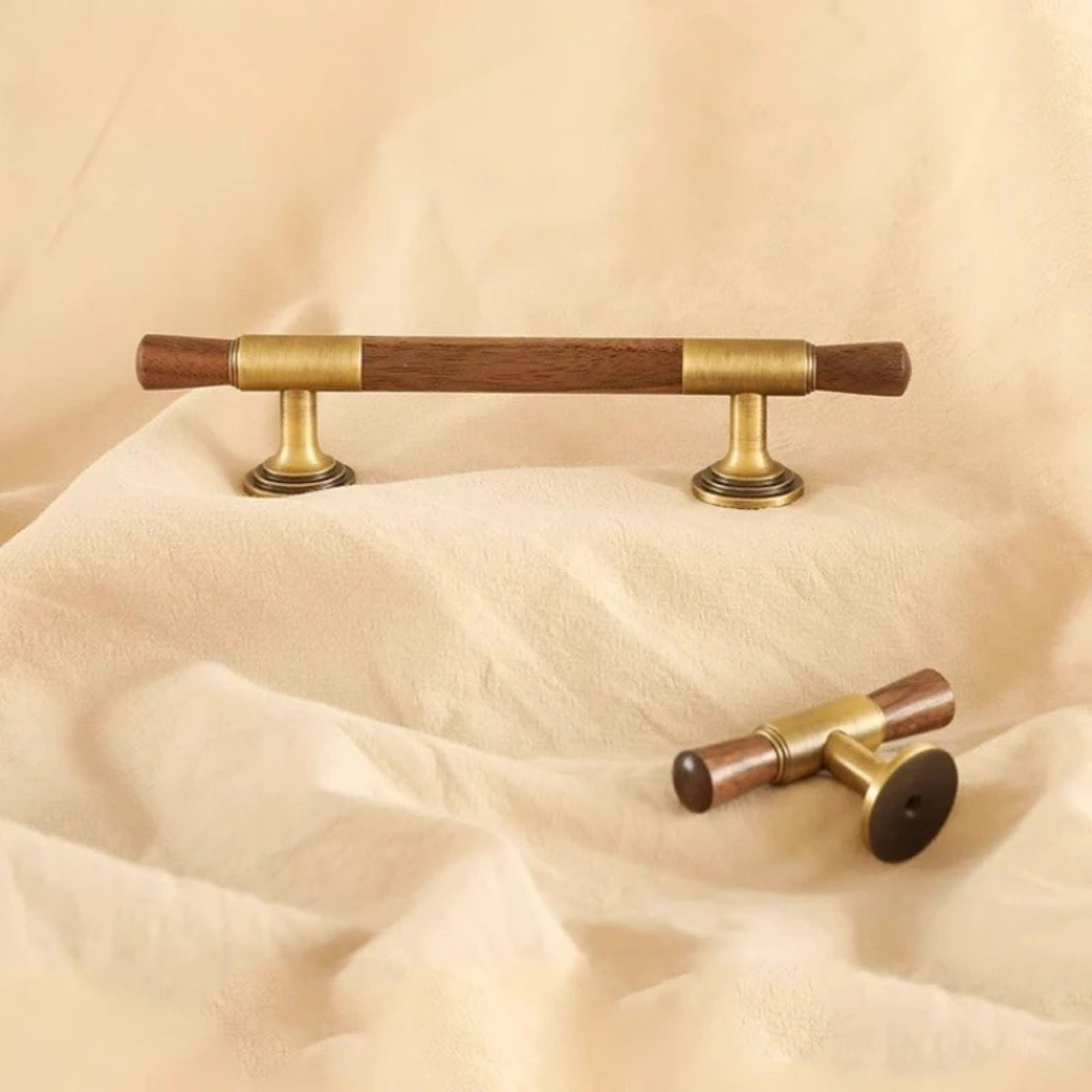 Wood & Brass Pull Handles | Cornu