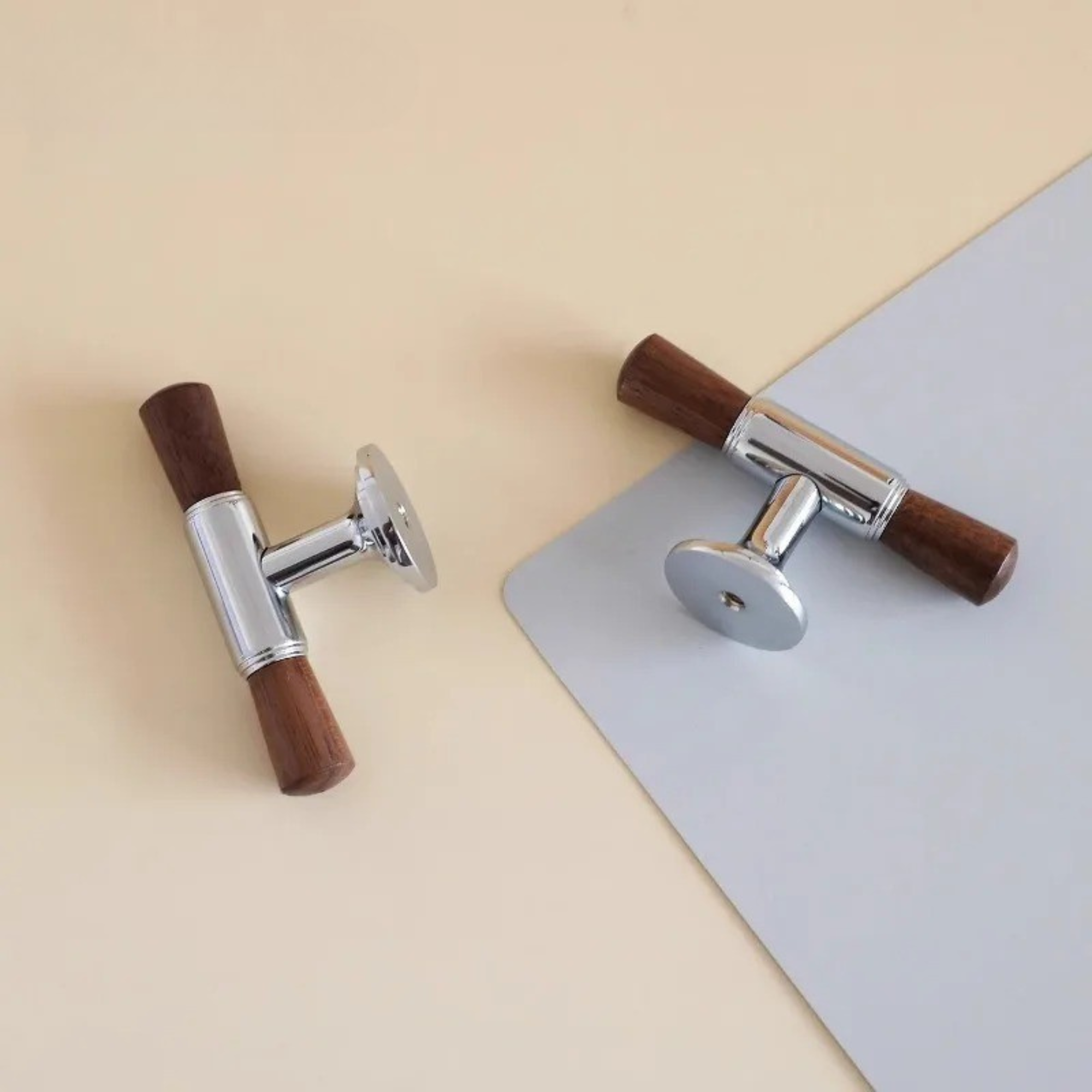 Wood & Chrome Pull Handles | Cornu