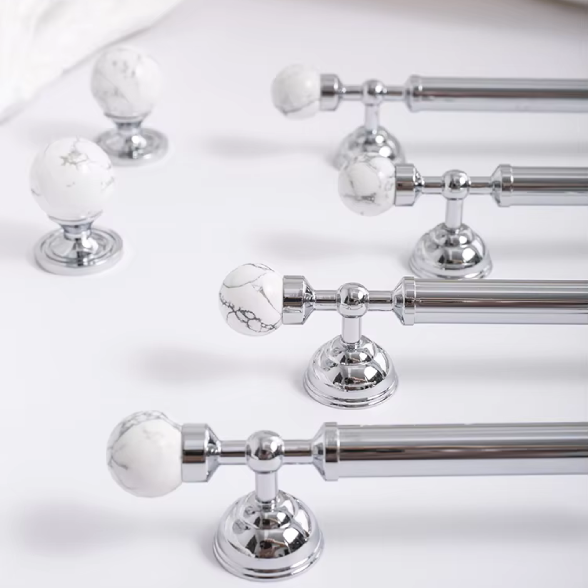 Polished Chrome & Stone Pulls | Saxum Sculptum
