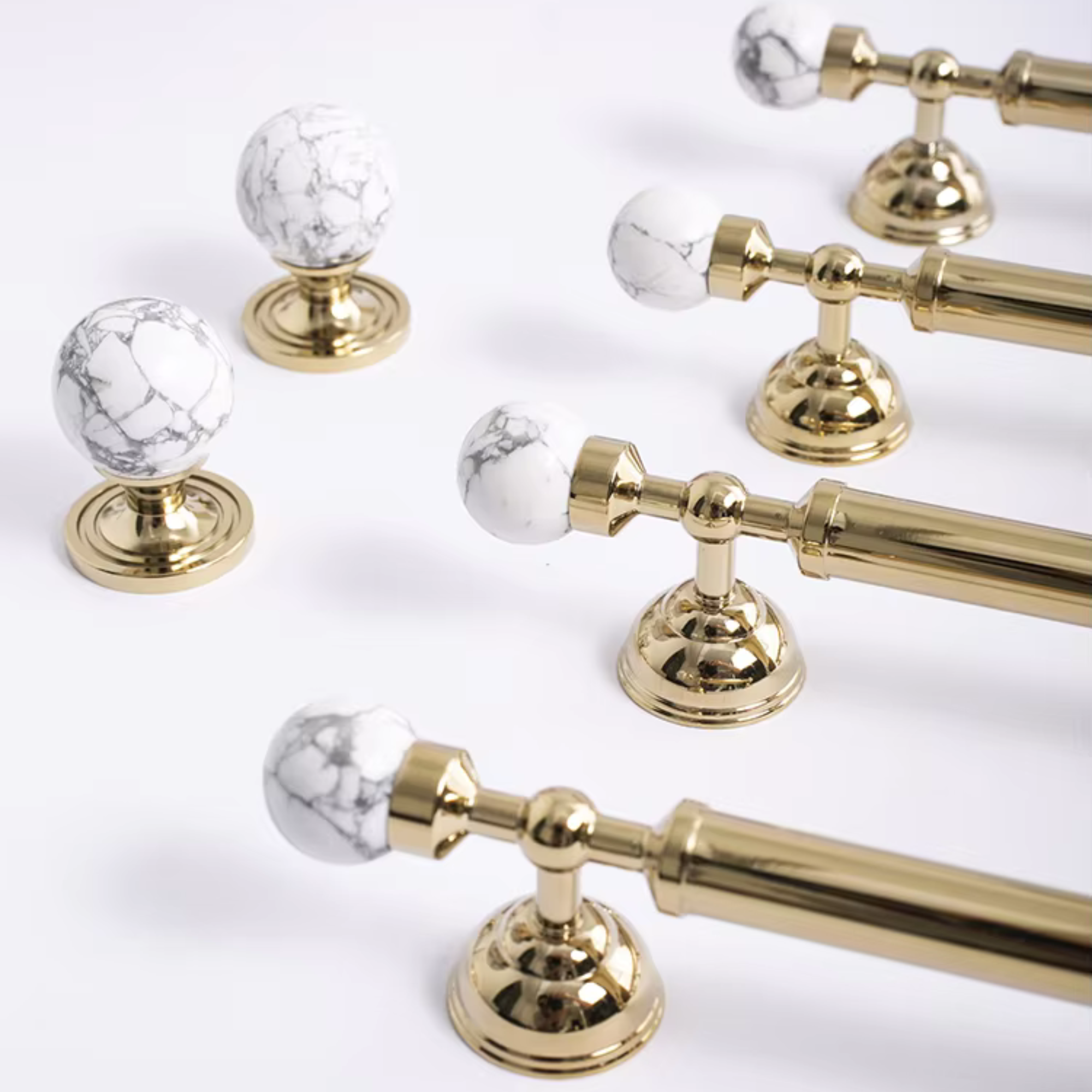 Polished Brass & Stone Pulls | Saxum Sculptum
