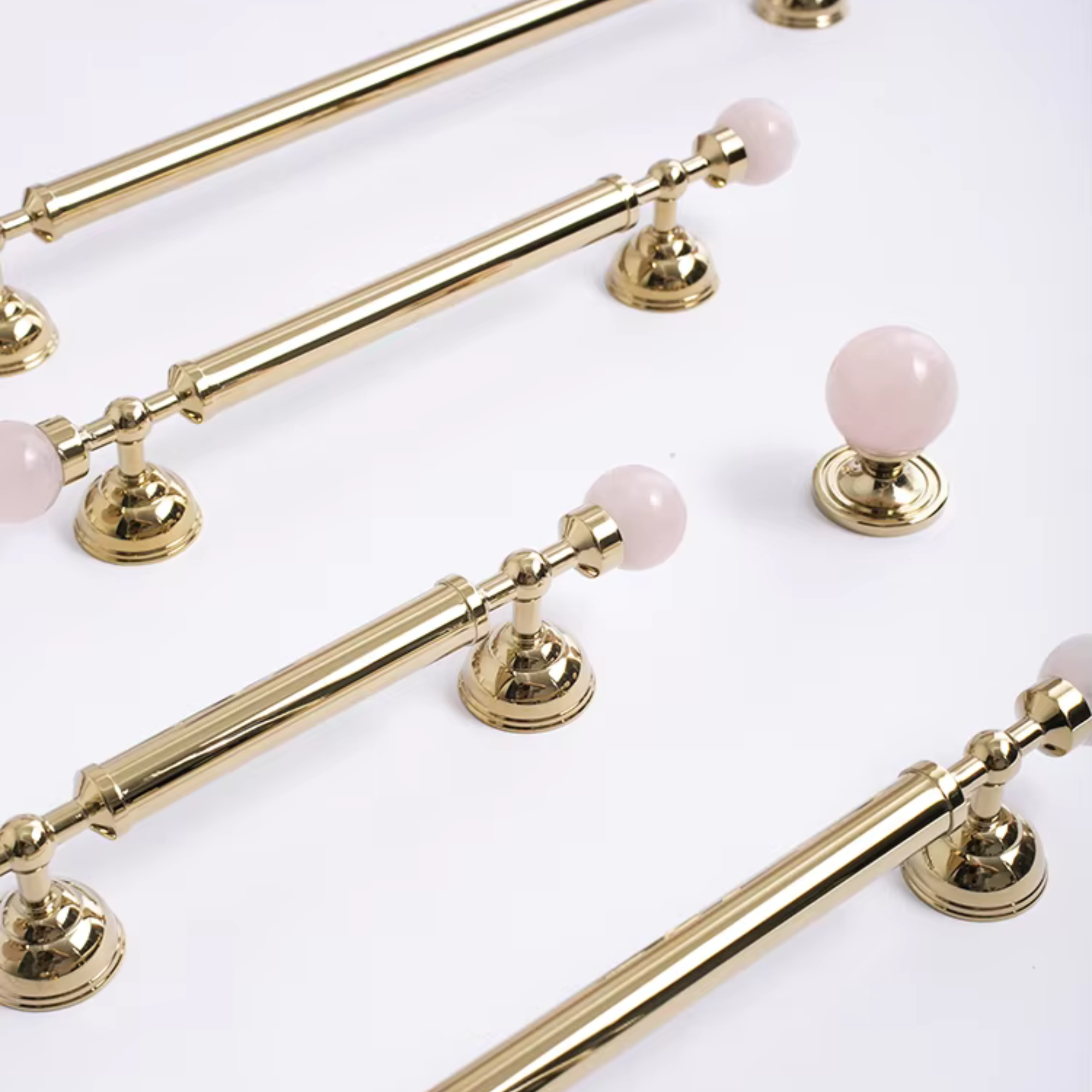 Polished Brass & Stone Pulls | Saxum Sculptum