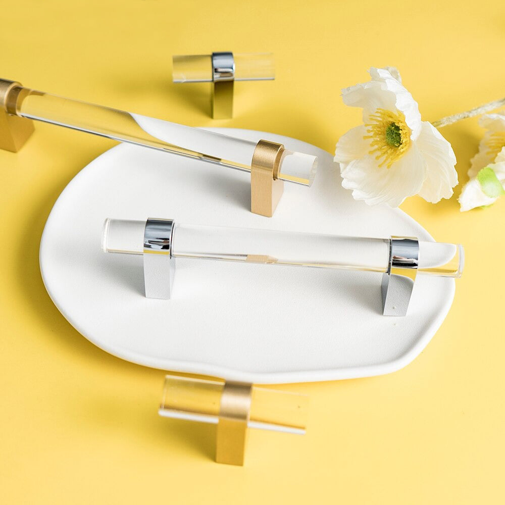 Acrylic & Brass Pull Handles | Chunky Bases | Claritas