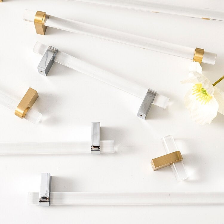 Acrylic & Brass Pull Handles | Chunky Bases | Claritas