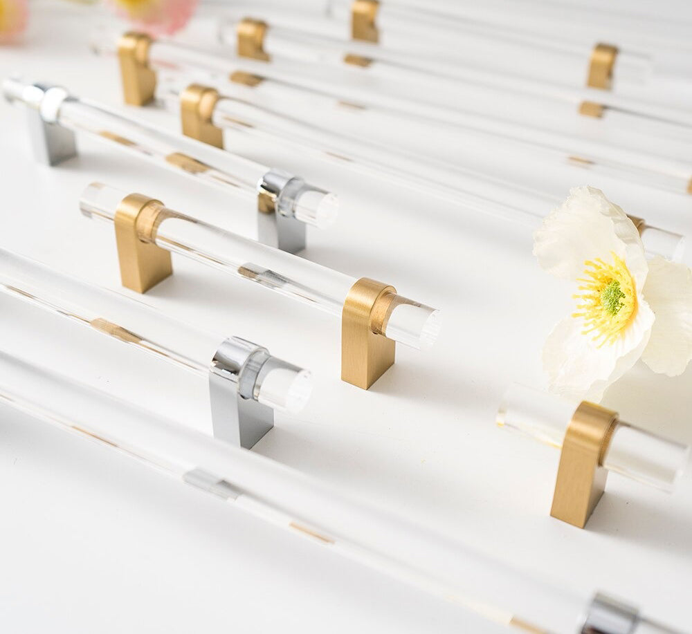 Acrylic & Brass Pull Handles | Chunky Bases | Claritas