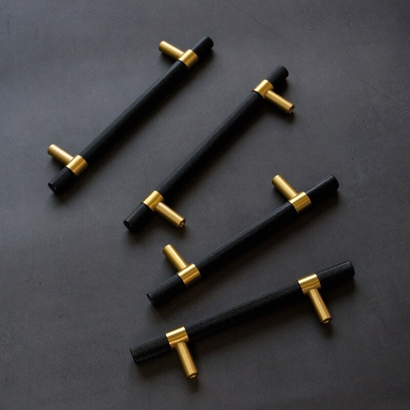 Knurled Black & Brass Pulls | Caligo Crux