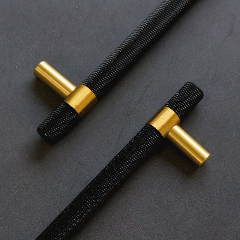 Knurled Black & Brass Pulls | Caligo Crux