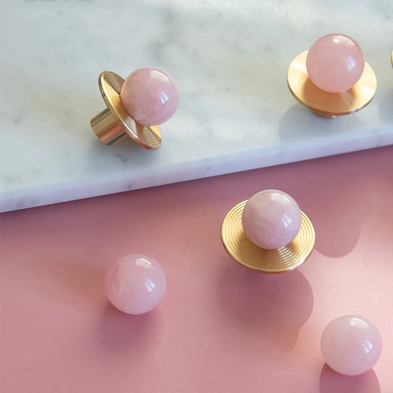 Stone and Brass Round Knobs | Nebula
