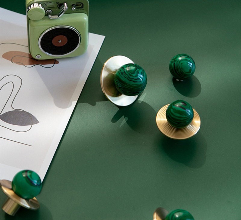 Stone and Brass Round Knobs | Nebula