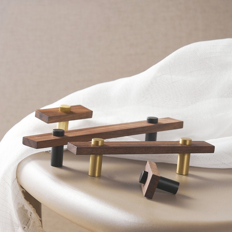 Walnut and Brass Cabinet Pulls | Arbor
