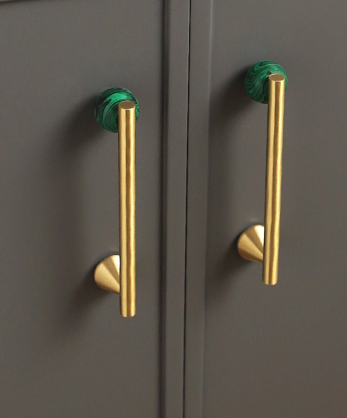 Brass Pulls with Stone | Volu