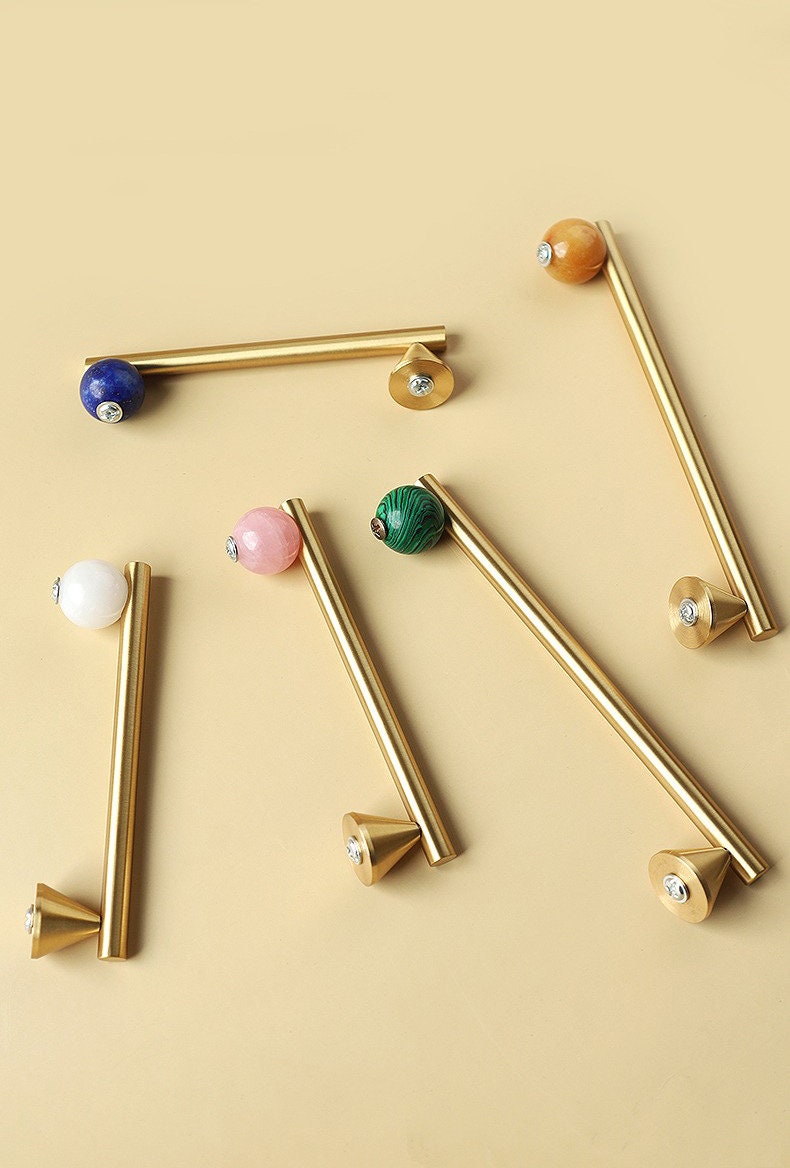 Brass Pulls with Stone | Volu