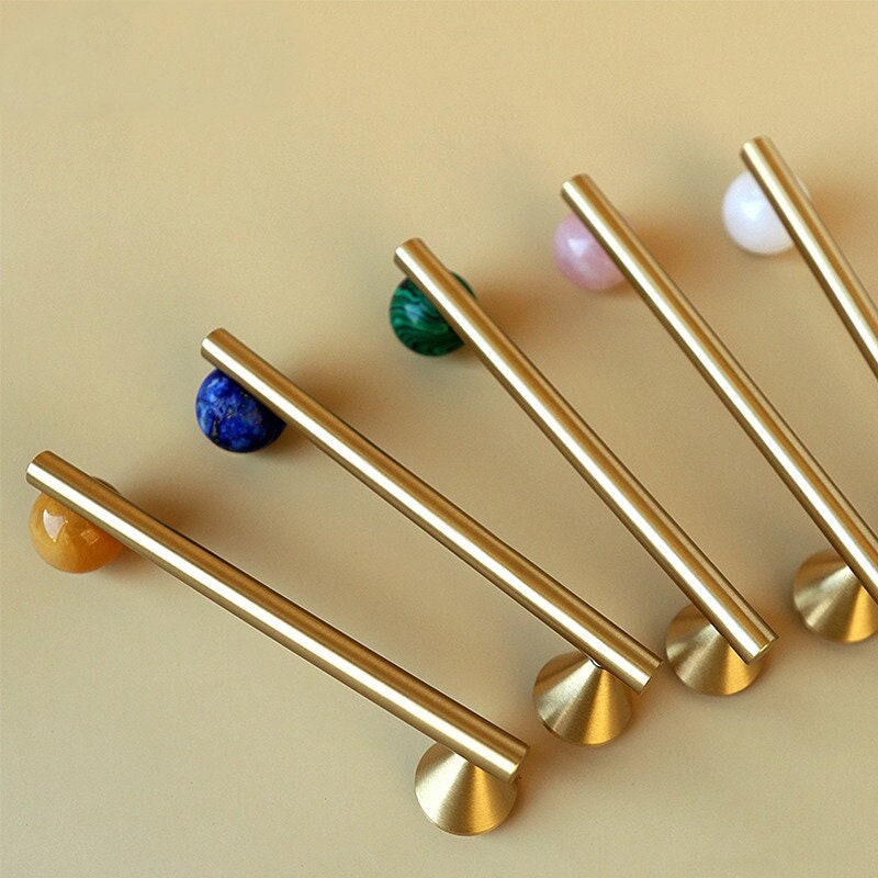 Brass Pulls with Stone | Volu