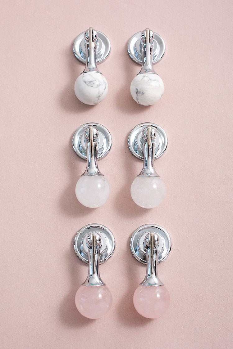 Polished Chrome Stone Drop Knob | Lapis Elegans