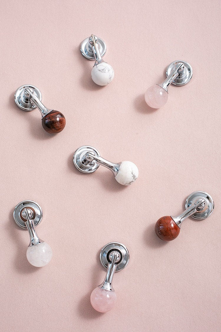 Polished Chrome Stone Drop Knob | Lapis Elegans