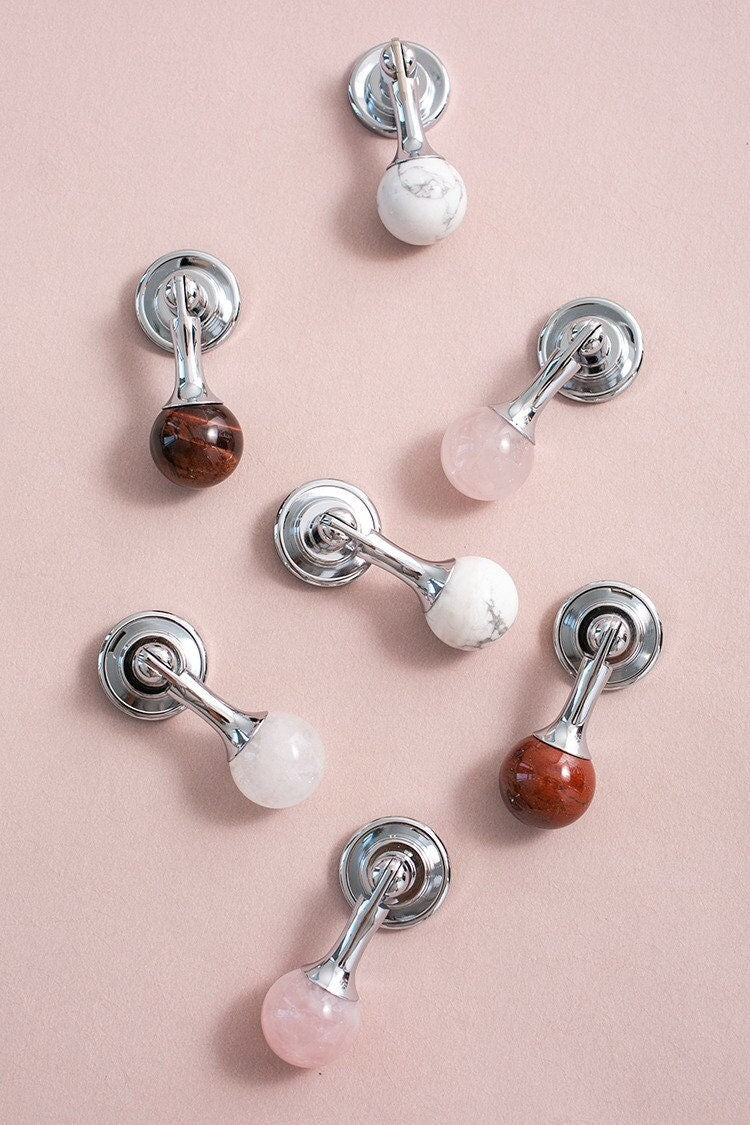 Polished Chrome Stone Drop Knob | Lapis Elegans