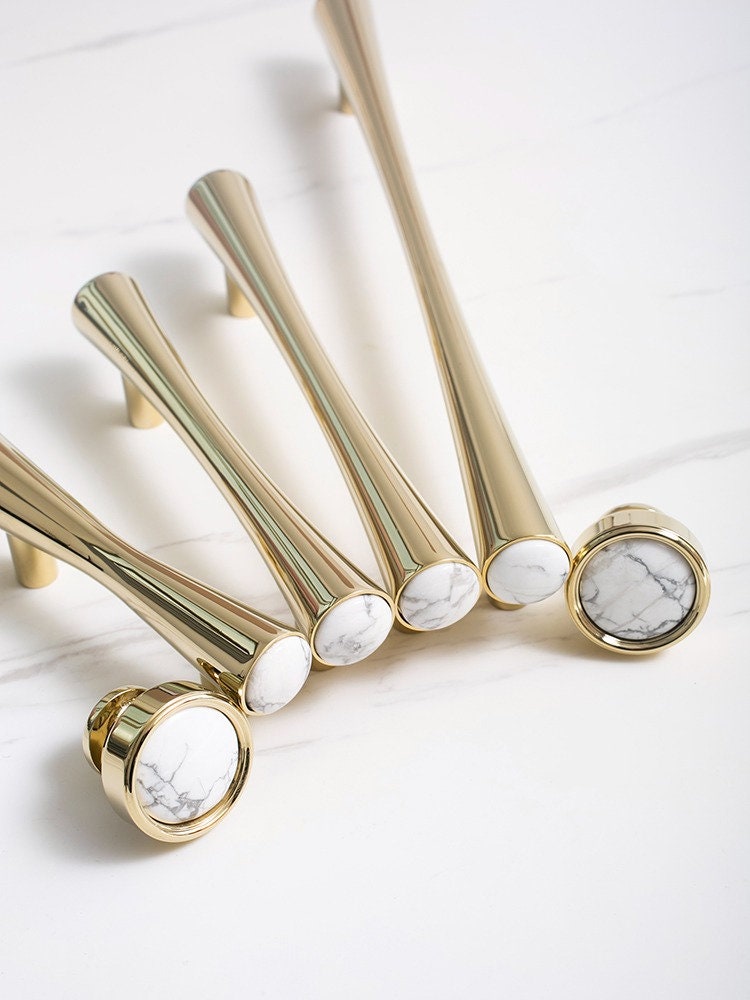 Brass and Stone Cabinet Door Handle | Aurum Lapis