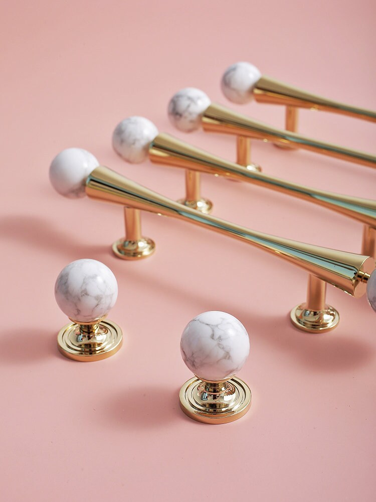 Polished Brass & Stone Pull Handles | Auriola