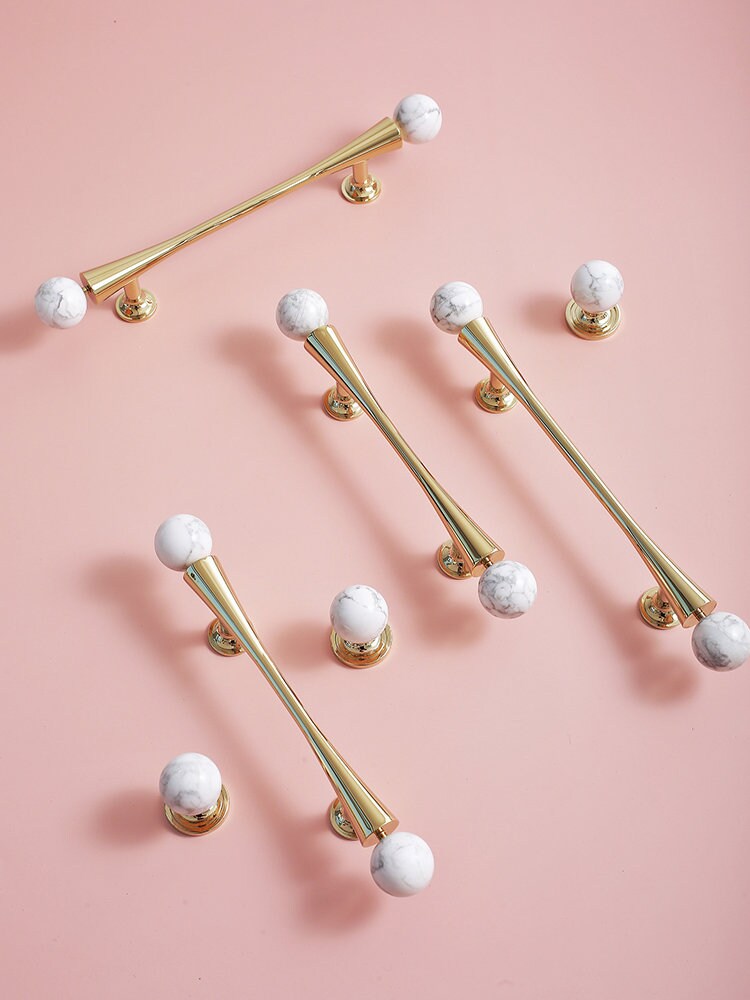 Polished Brass & Stone Pull Handles | Auriola