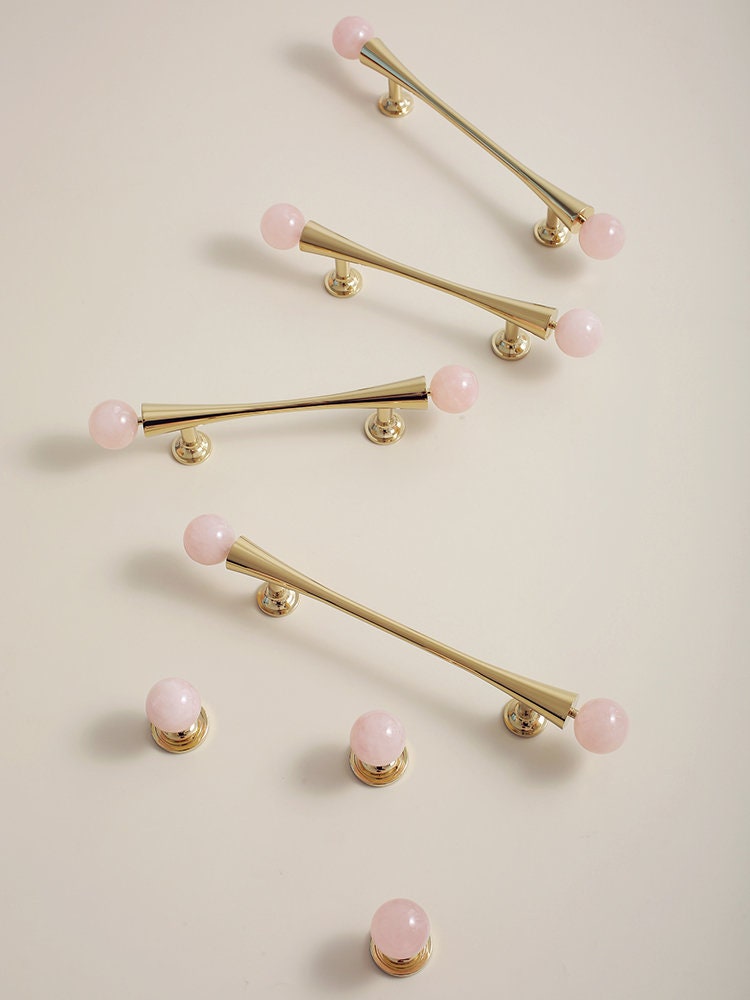Polished Brass & Stone Pull Handles | Auriola