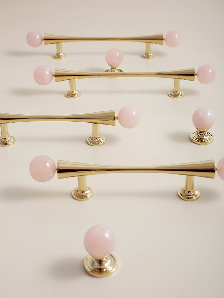 Polished Brass & Stone Pull Handles | Auriola