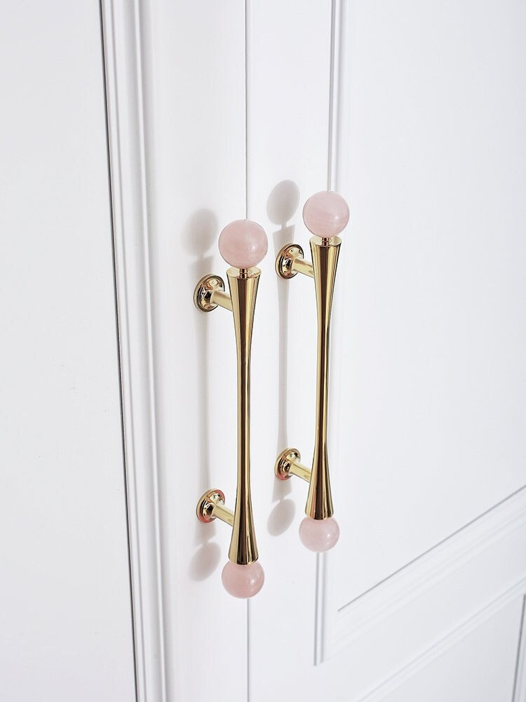 Polished Brass & Stone Pull Handles | Auriola