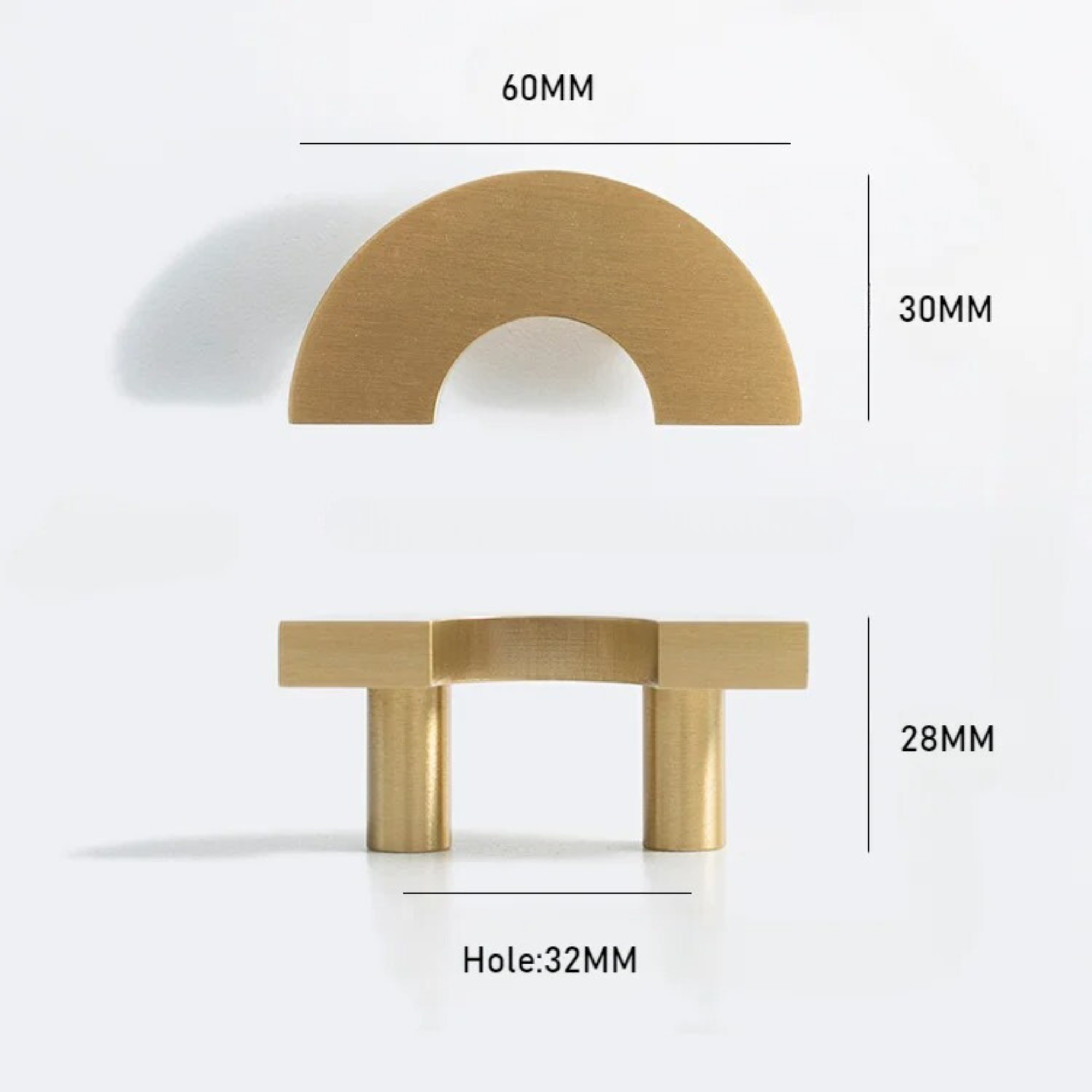 Brass Semi-Circle Stone Drawer Knob | Iter