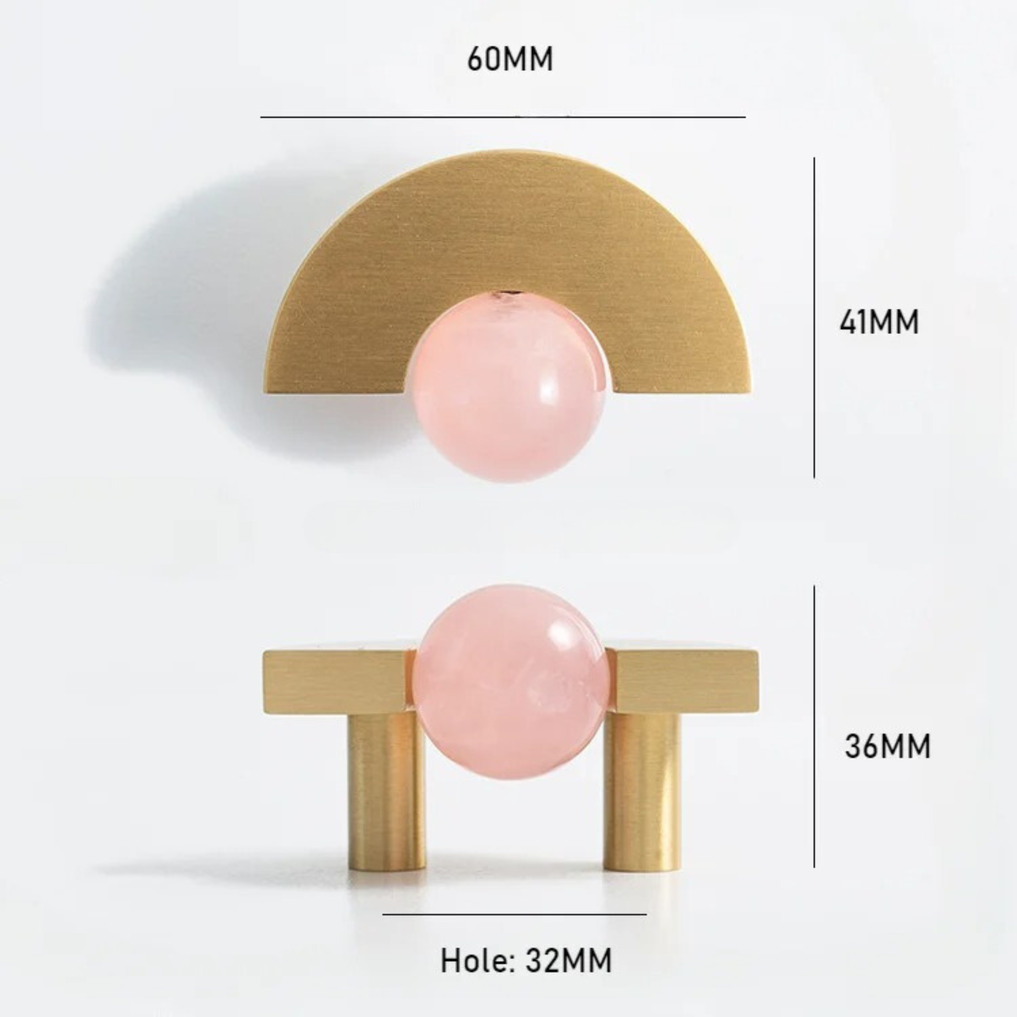 Brass Semi-Circle Stone Drawer Knob | Iter