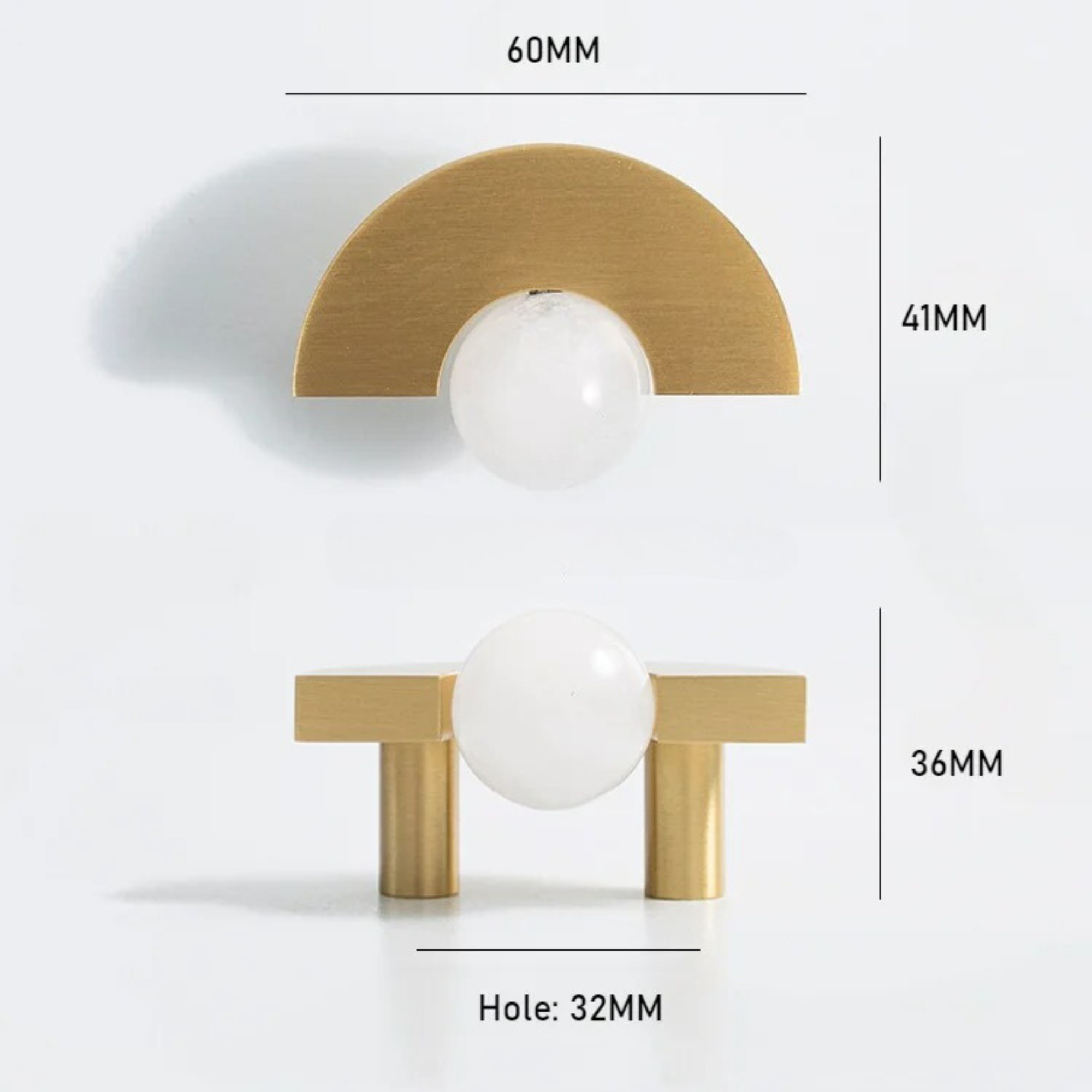 Brass Semi-Circle Stone Drawer Knob | Iter