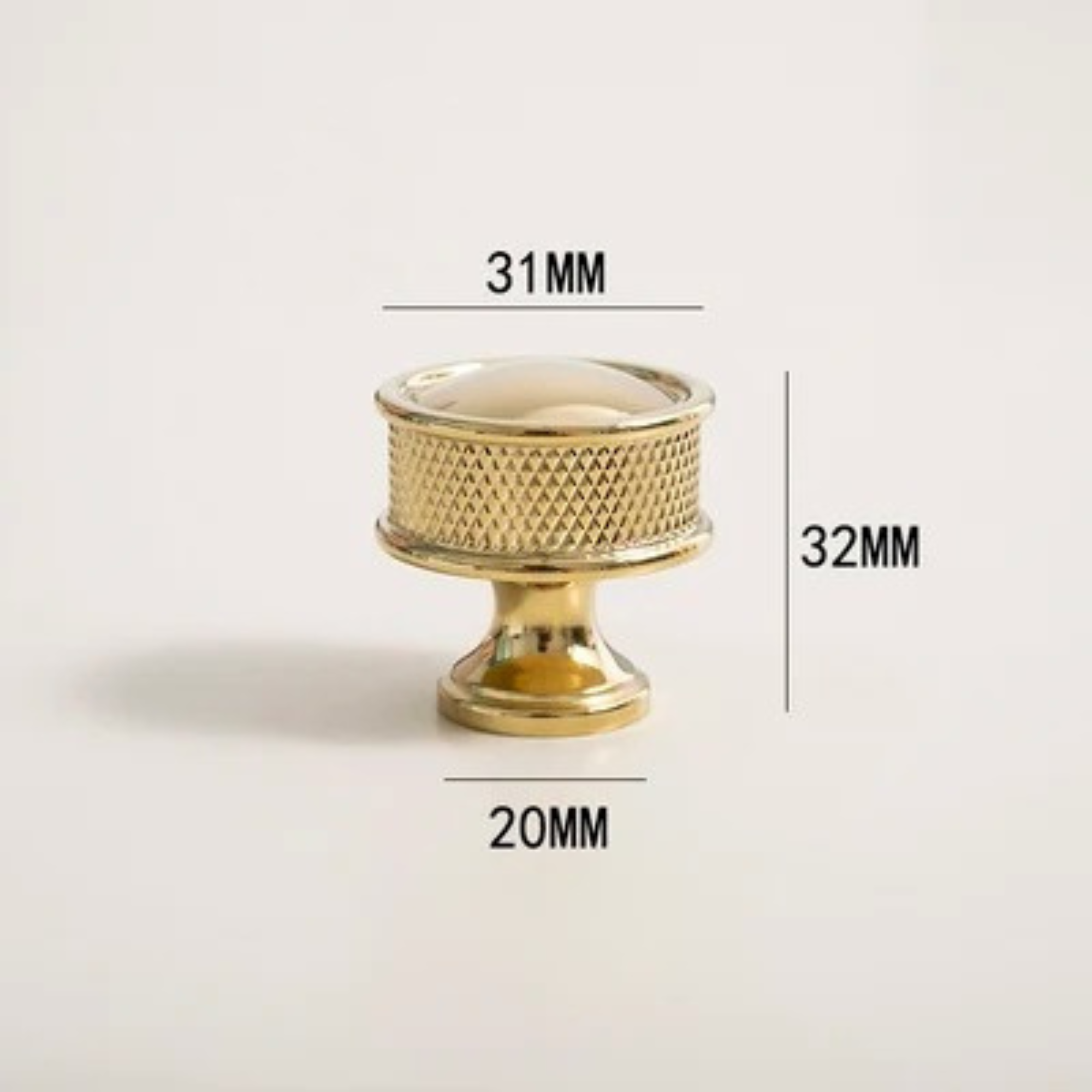 Polished Brass Knurled Knob | Caneo