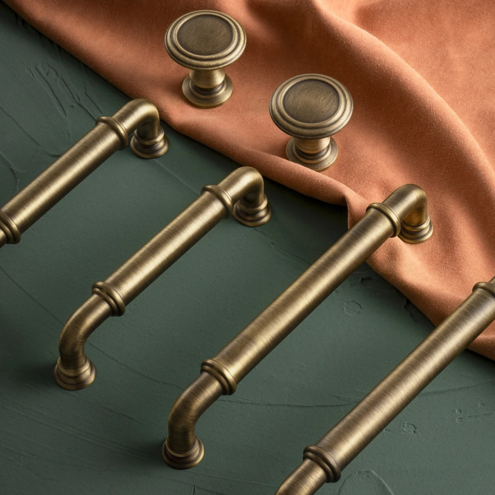 Antique Brass Curved Pulls | Aurum Fuscum