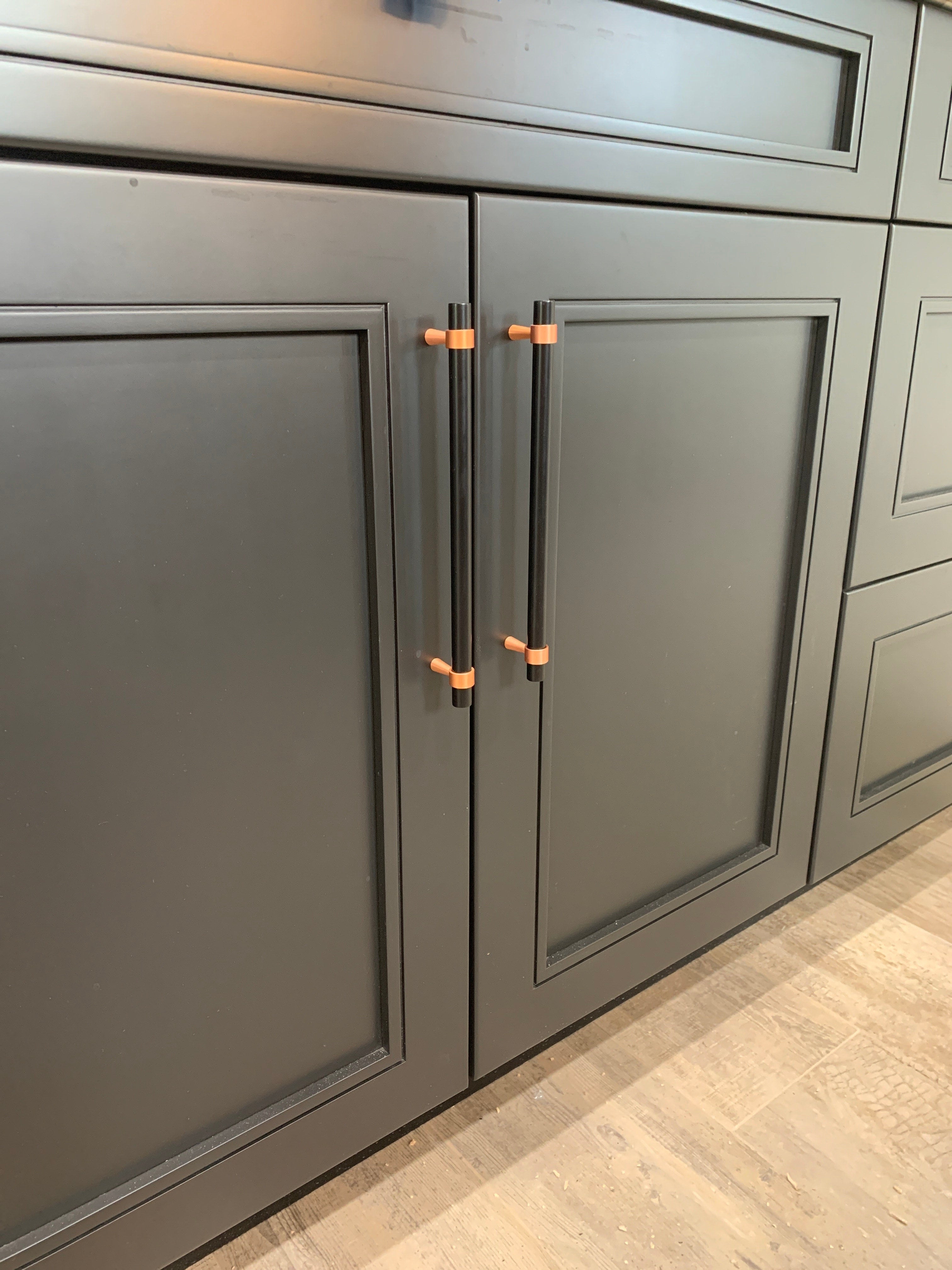 Black and Copper Cabinet Pulls | Knurled or Smooth | Ater Aes