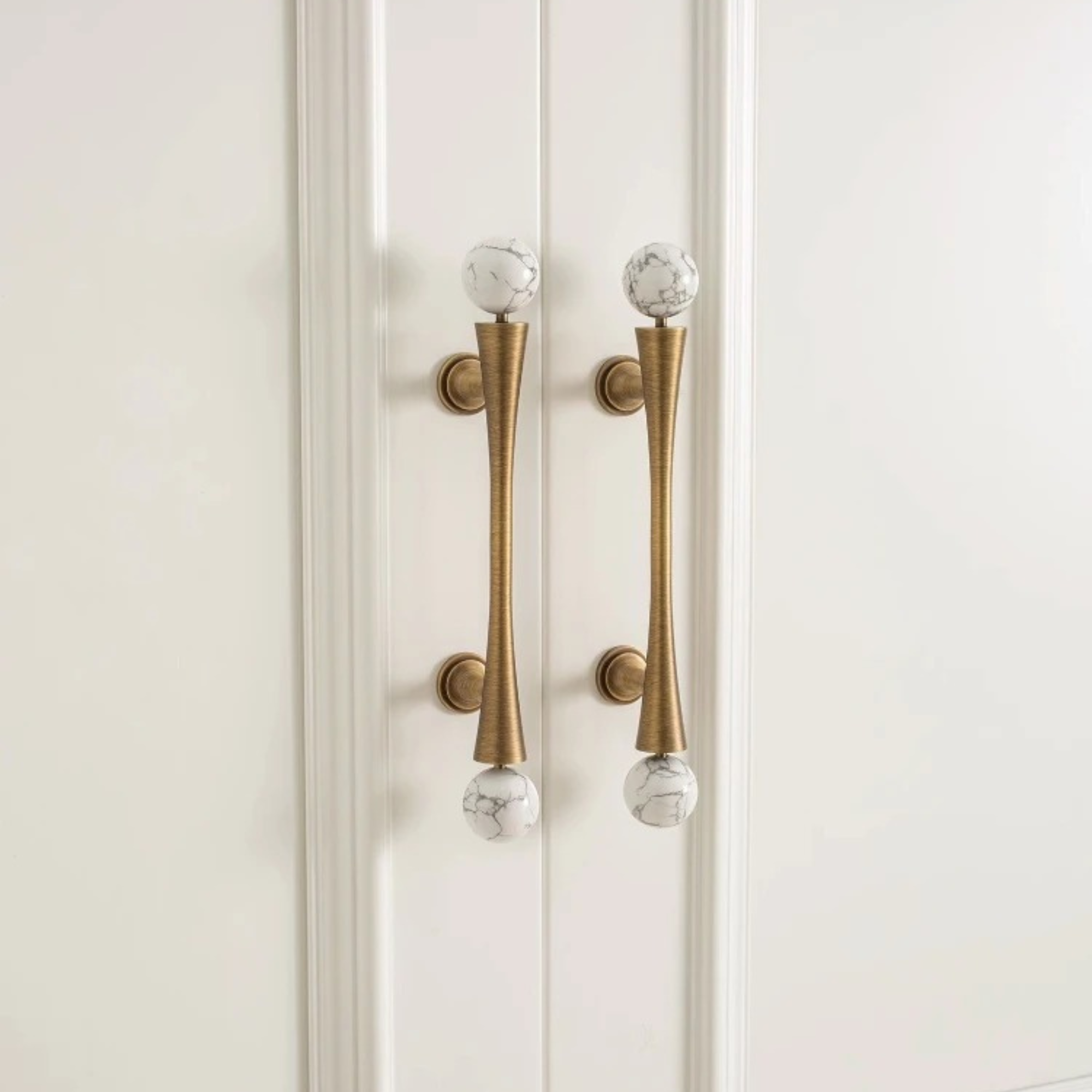 Antique Brass Scroll Pulls With Stone Ends | Auriola