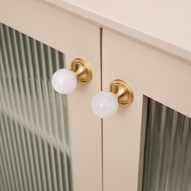 Brushed Brass Scroll Pulls With Stone Ends | Auriola