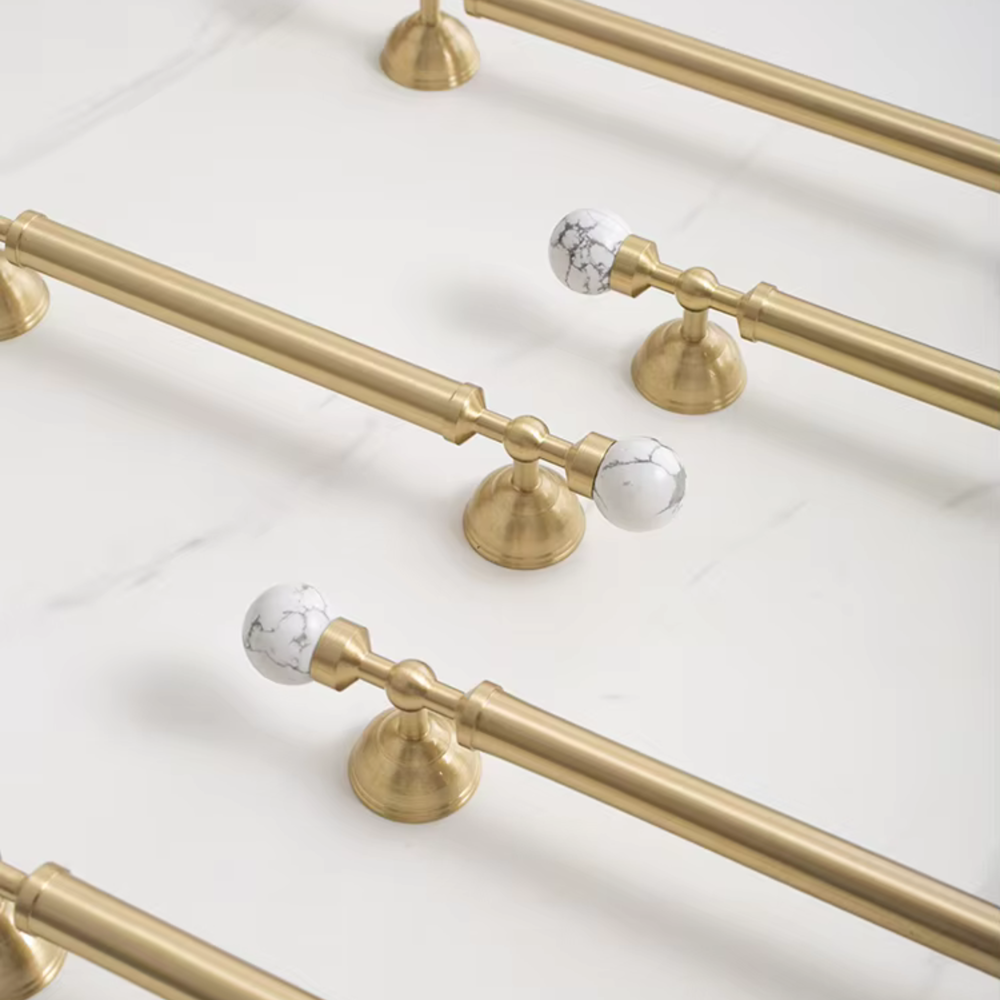 Brushed Brass & Stone Pulls | Saxum Sculptum