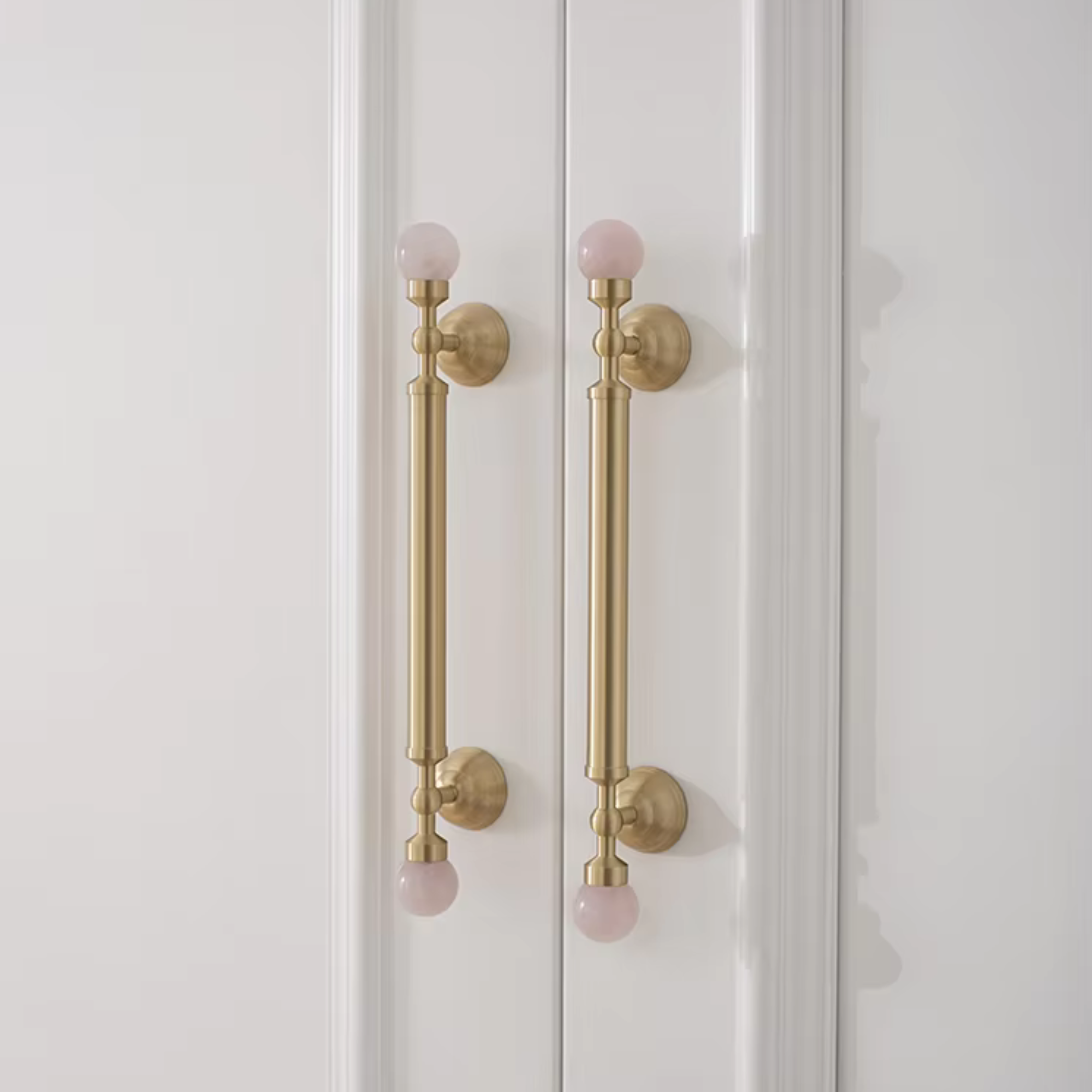 Brushed Brass & Stone Pulls | Saxum Sculptum