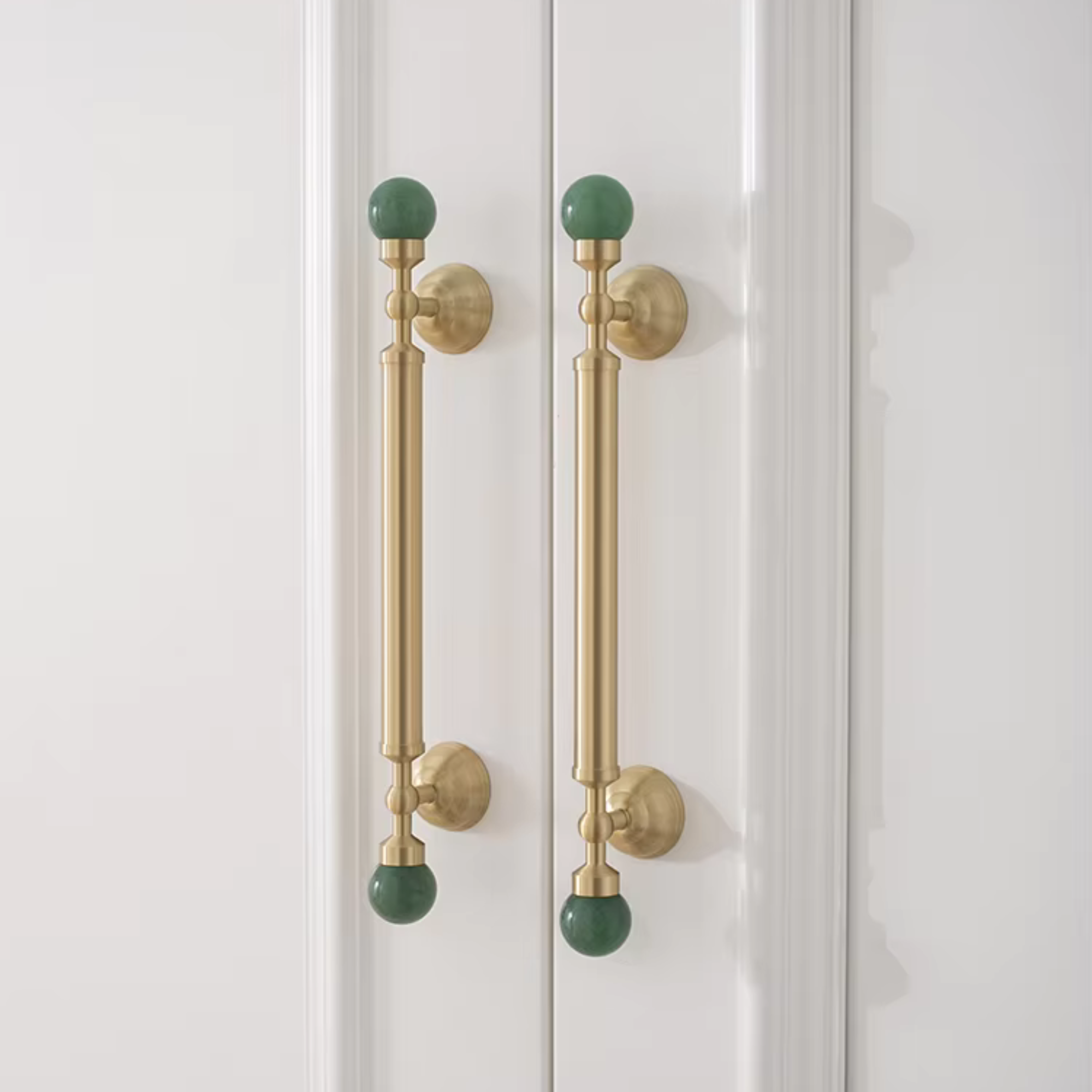 Brushed Brass & Stone Pulls | Saxum Sculptum