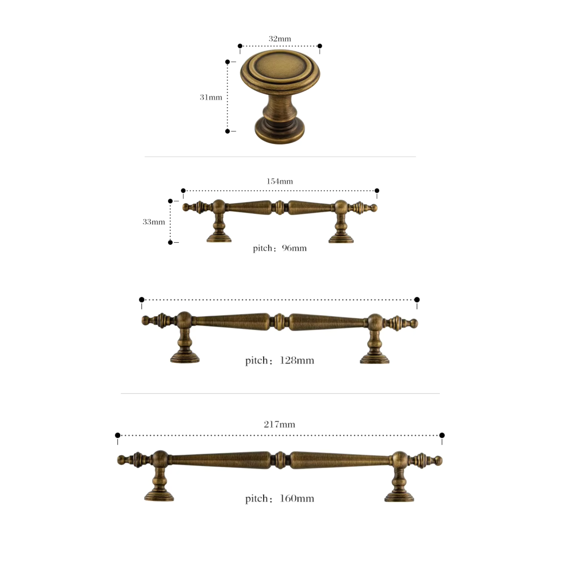 Antique Brushed Brass Handles | Serenum