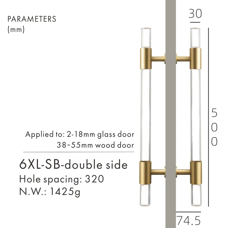 Acrylic & Brass Pull Handle | Purifico