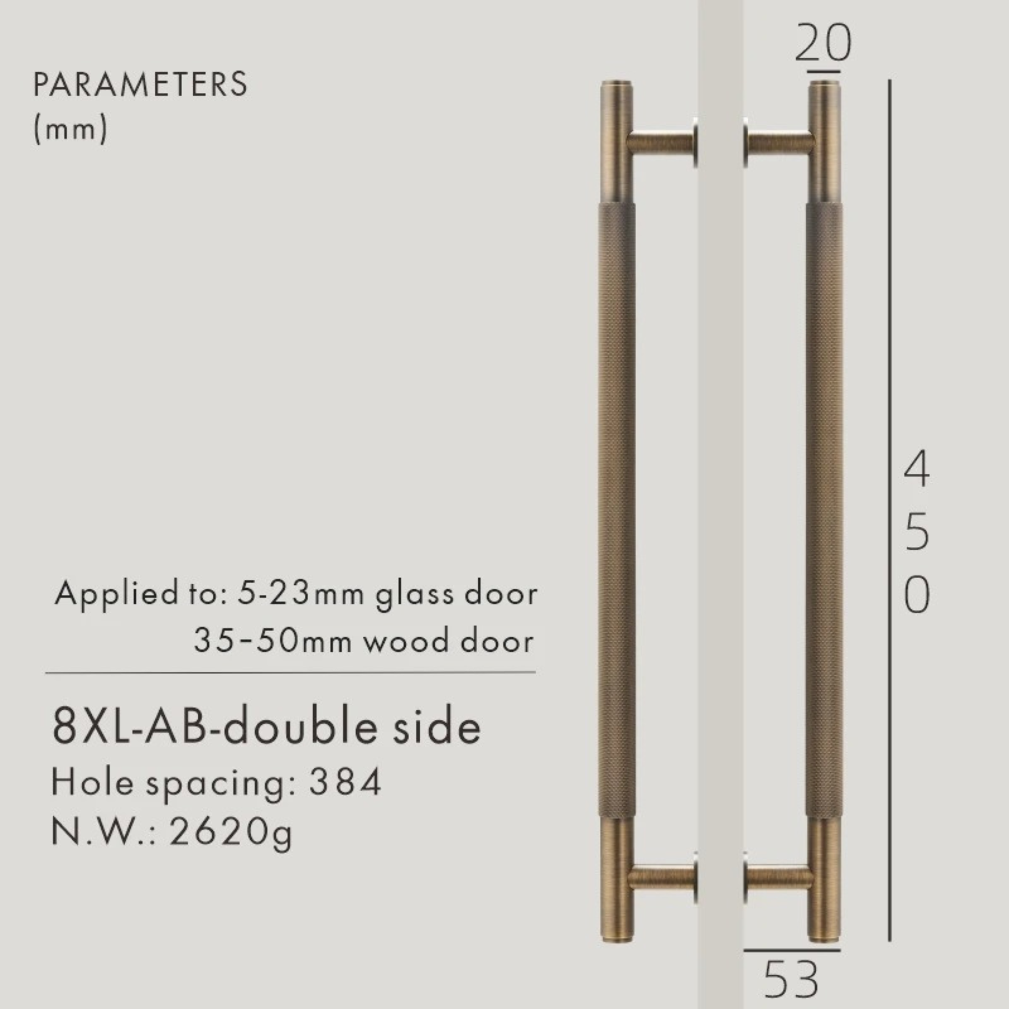 Knurled Bronze Door Handle | Torquatum