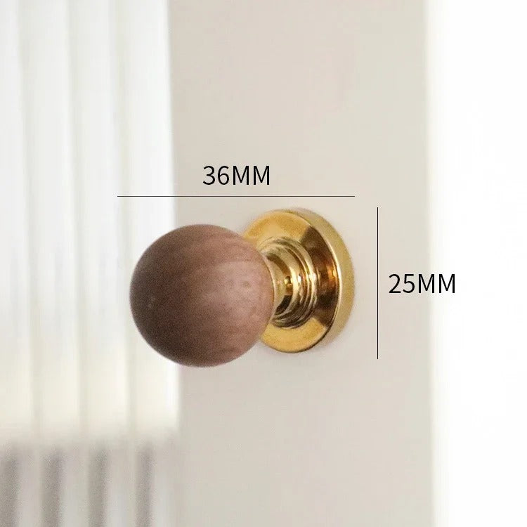 Wood & Brass Drawer Knob | Barca