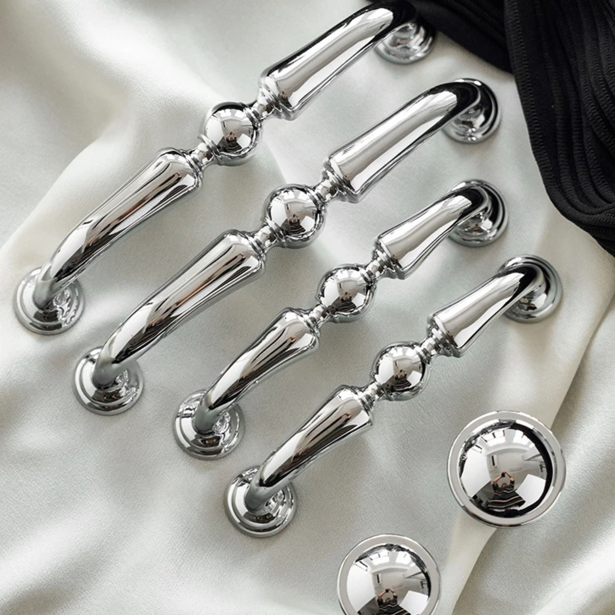 Polished Chrome Curved Pulls | Orbis Nitidus