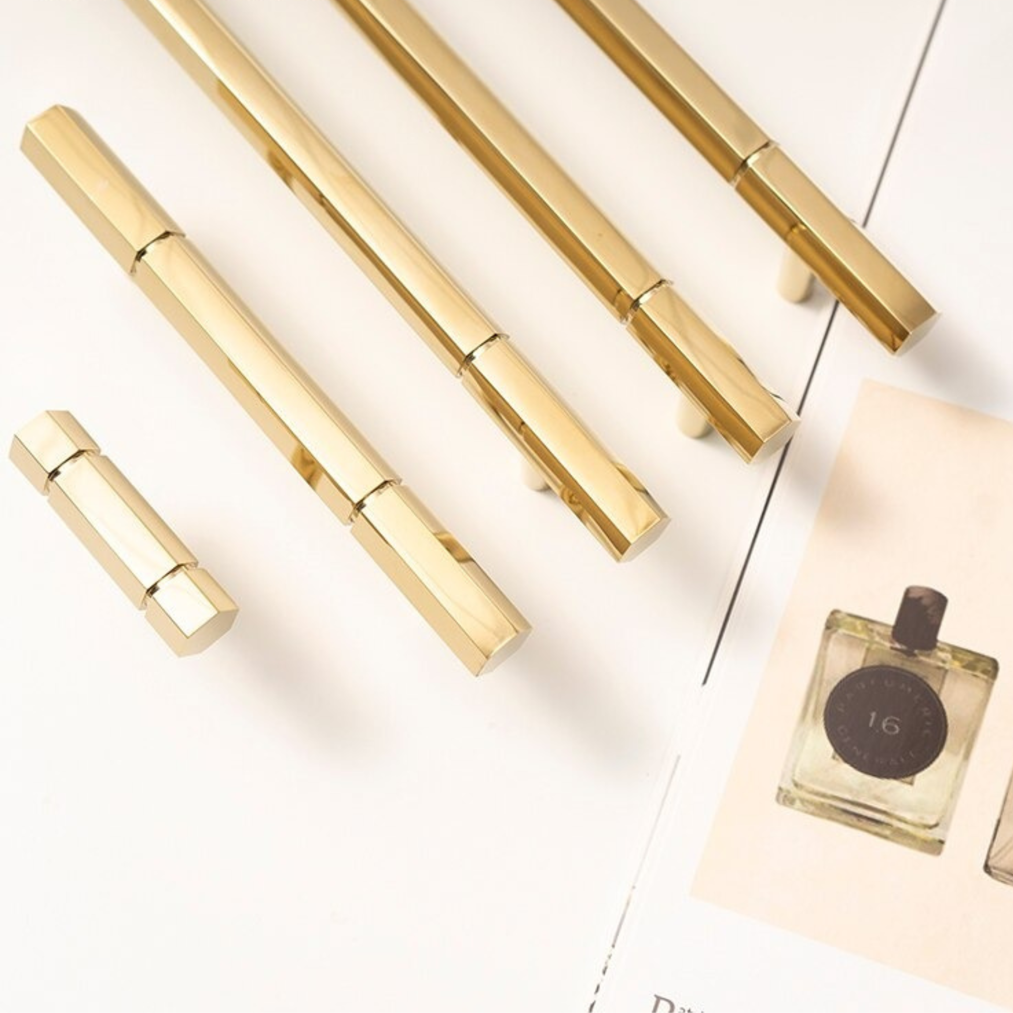 Polished Brass Hexagonal Handles | Lautitia