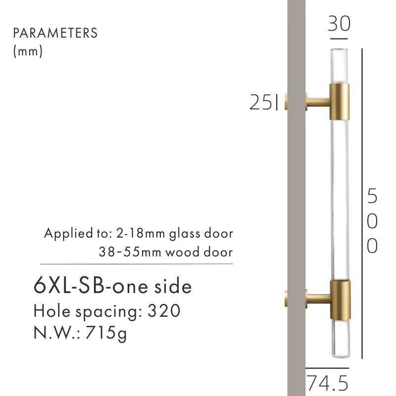 Acrylic & Brass Pull Handle | Purifico
