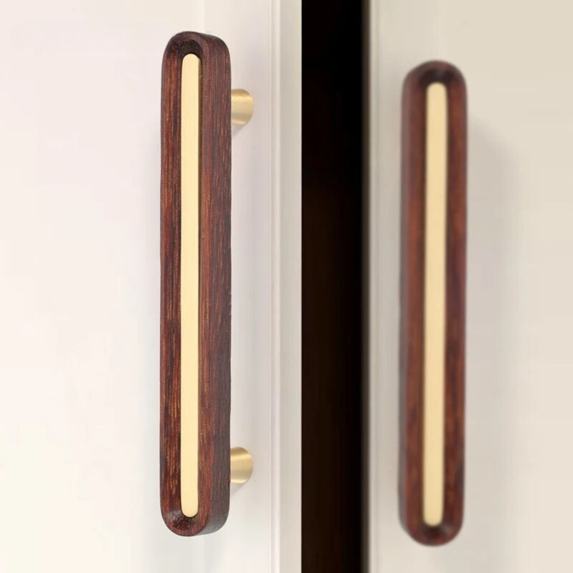 Wood & Brass Oval Pulls | Aes Intextum