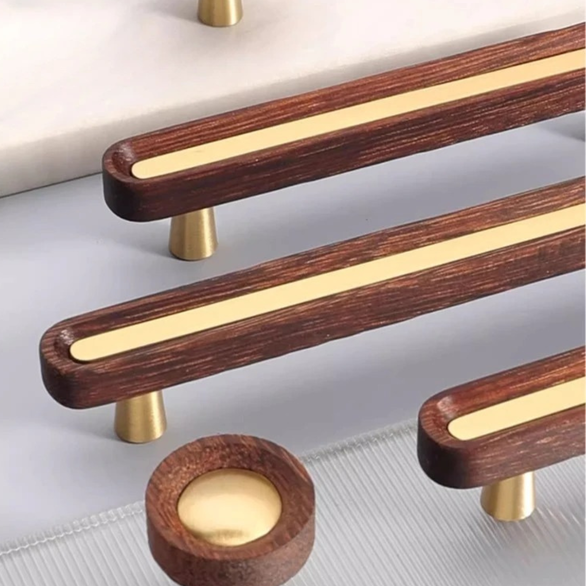 Wood & Brass Oval Pulls | Aes Intextum