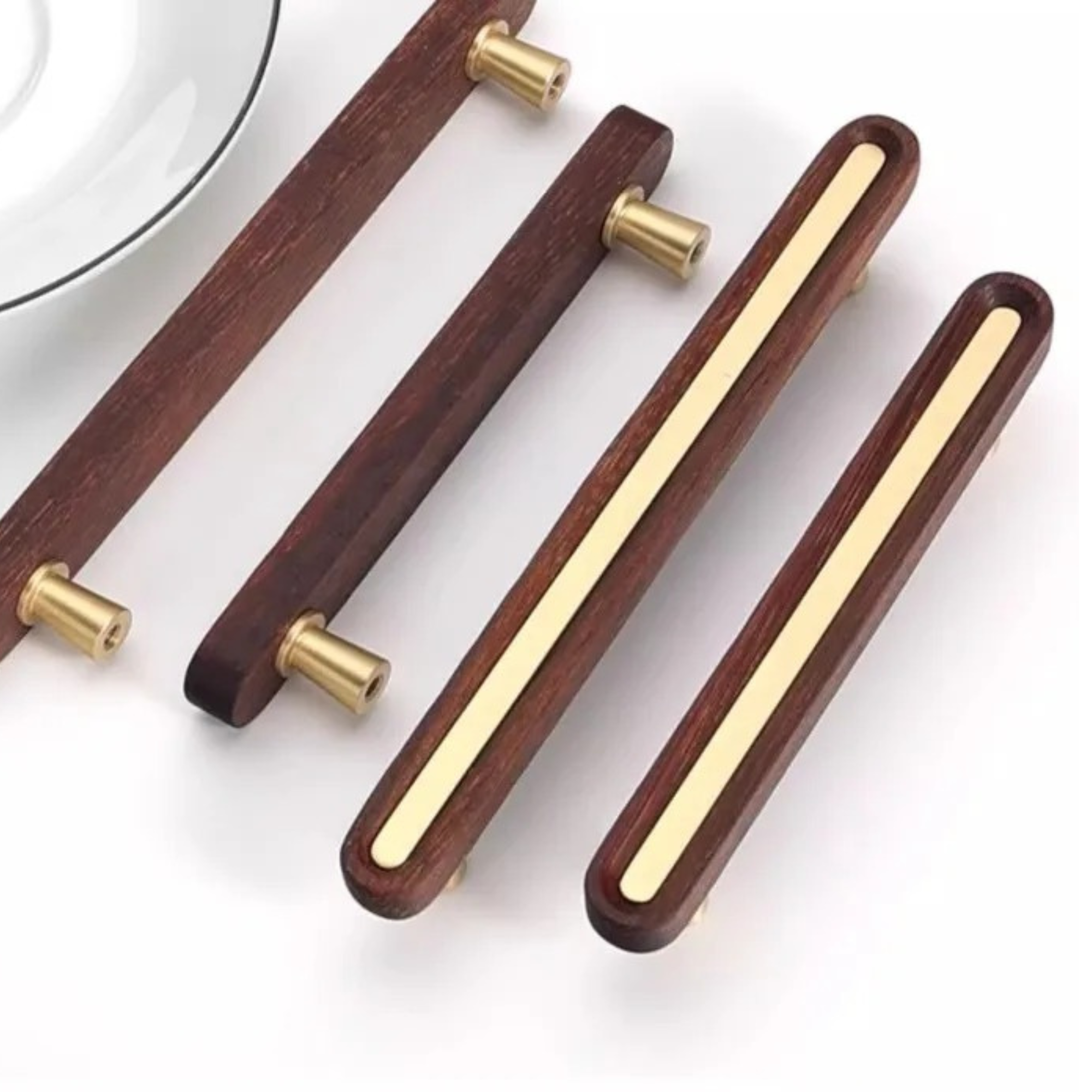 Wood & Brass Oval Pulls | Aes Intextum