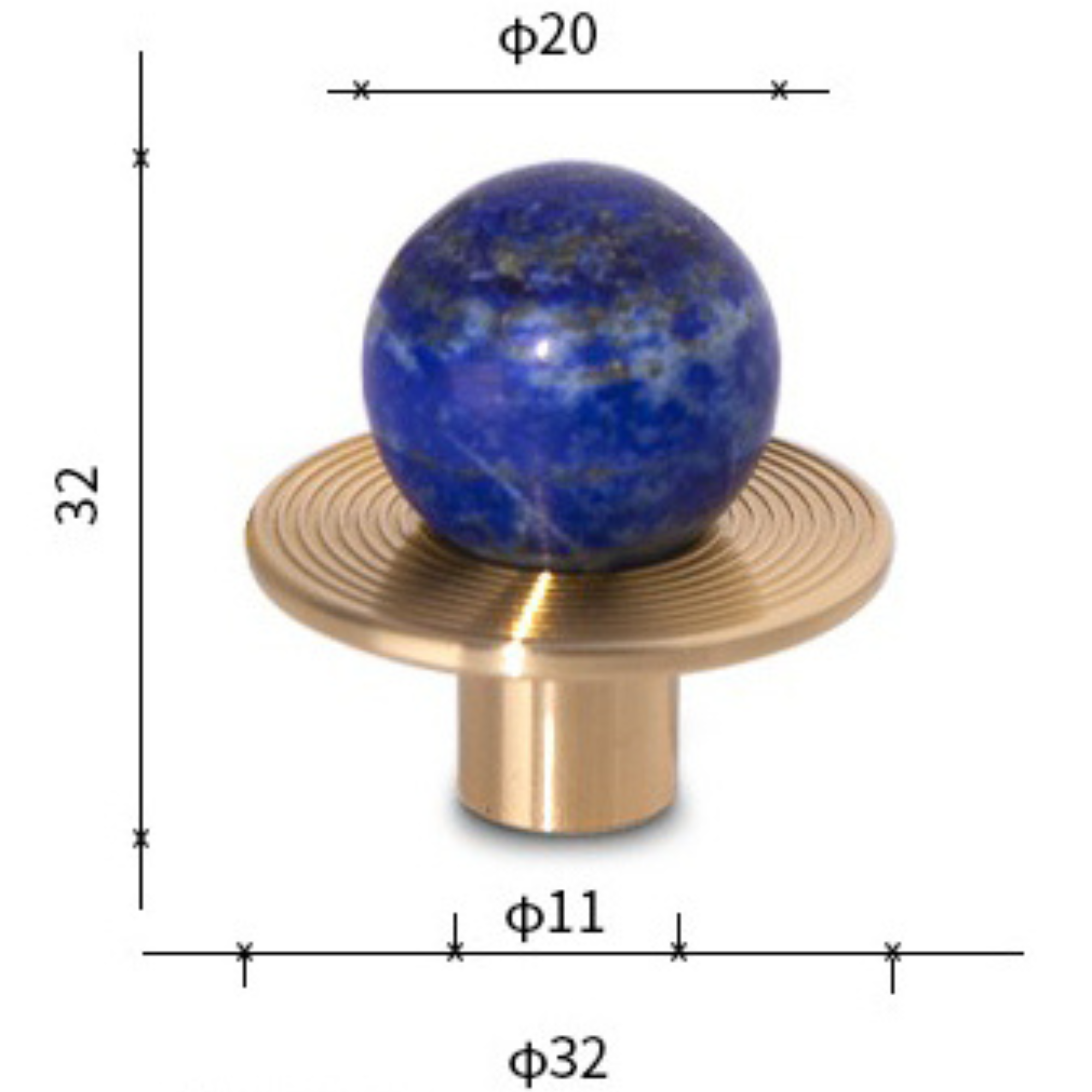 Stone and Brass Round Knobs | Nebula